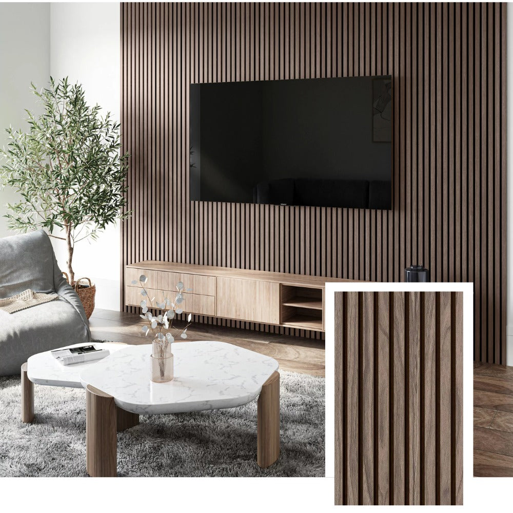 AcoustiNest™ Elite Acoustic Wood Panel — Natural Walnut (2.7 × 1.10 m)